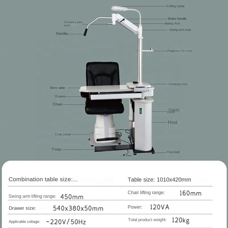 Rightway Brand Optical Equipment Ophthalmic Refraction Table Set Optometry Combined Table Ophthalmic Chair Unit