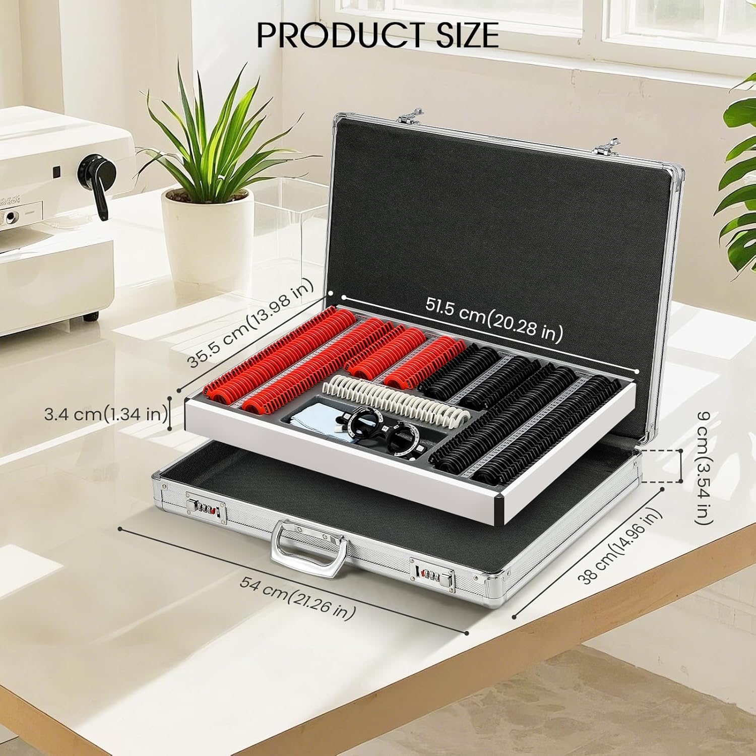 Trial Lens Set Kit Optometry Glasses 266pcs Plastic Rim Circle with Eye Testing Frame Aluminum Suit